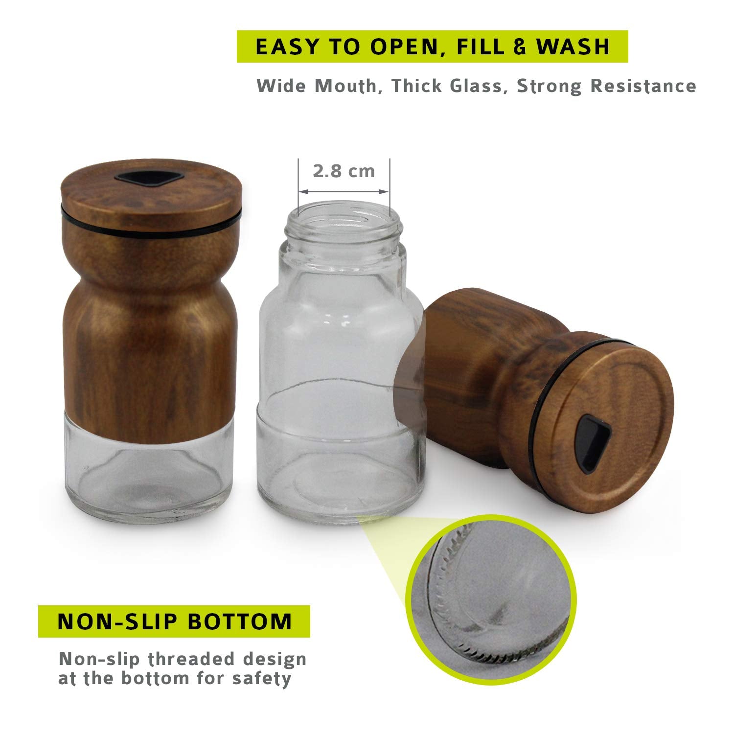 2-Pieces Glass Salt & Pepper Jar High Quality Metal Lid 130ml