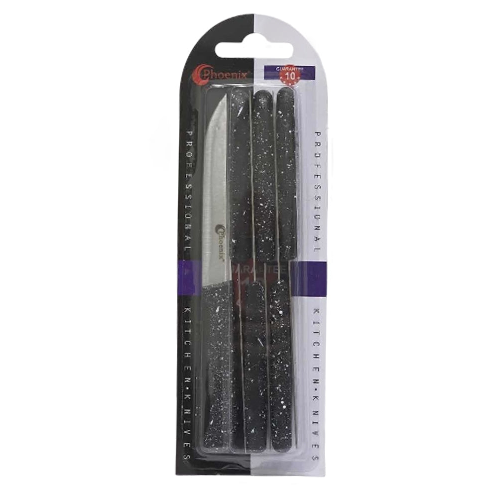 Phoenix 6-Pcs 11cm Marble Kitchen Steak Knives Simple Design – Black