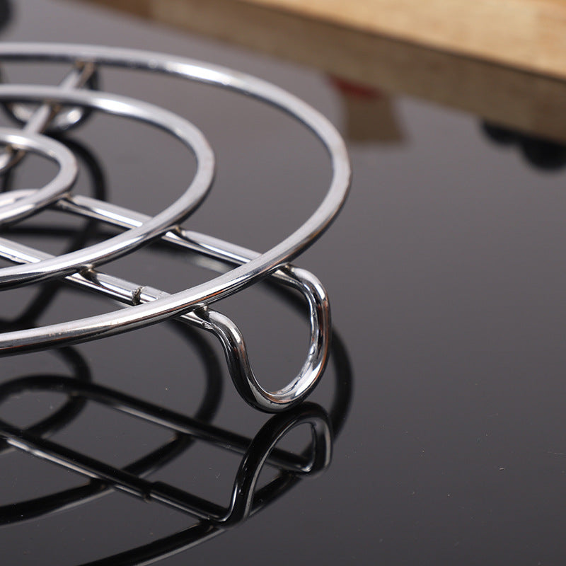 20-cm Stainless Steel Round Kitchen Hot Pot Stand with Handle Heat Resistance Stand