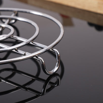 20-cm Stainless Steel Round Kitchen Hot Pot Stand with Handle Heat Resistance Stand