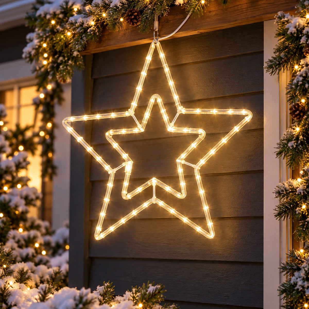 Christmas Outdoor LED Star Silhouette – 72 Warm White LEDs – Ø 57 cm