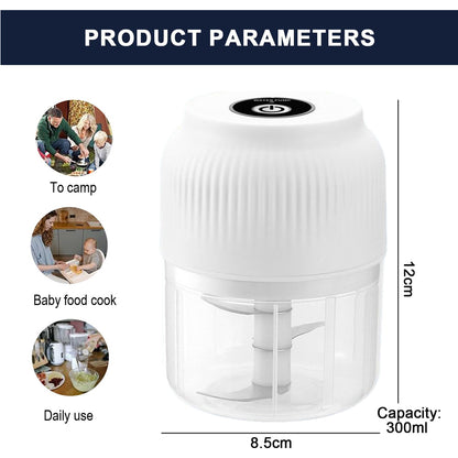Rechargeable Electric Garlic Chopper 3-Blades 300ml