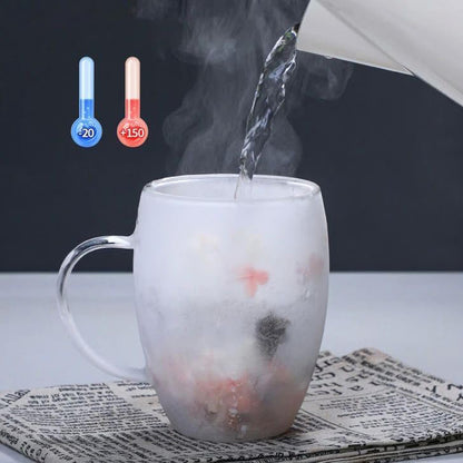 Dried Flowers Double Wall Clear Glass Coffee Mugs – 350ml