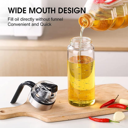 Automatic Cap Glass Olive Oil Dispenser Bottle 550-ml