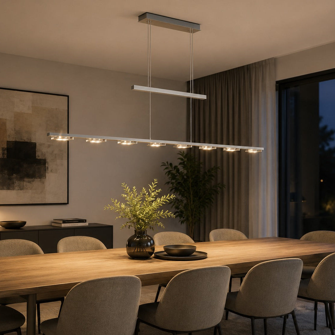 Philips Massive PLATO LED Linear Pendant Light – Brushed Aluminum