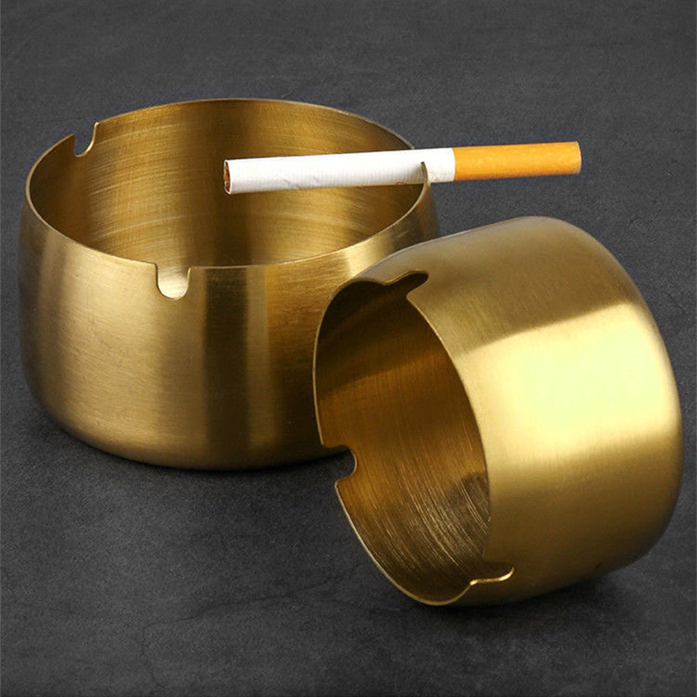 Round Stainless Steel Cigarette Ashtray Gold – 9 cm PG-9J