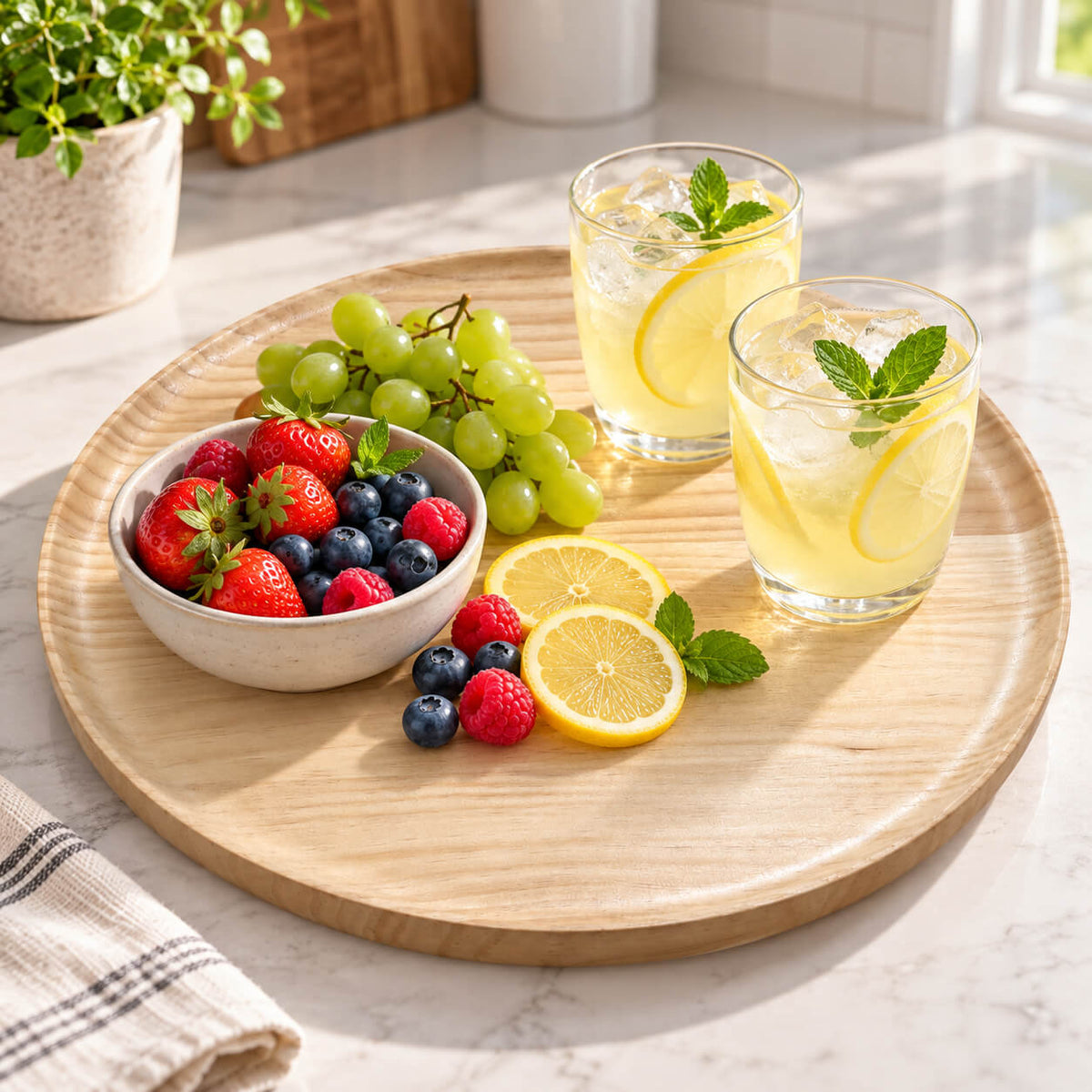 Christmas Round Wooden Serving Tray – 40 cm