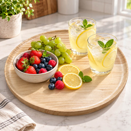 Christmas Round Wooden Serving Tray – 40 cm