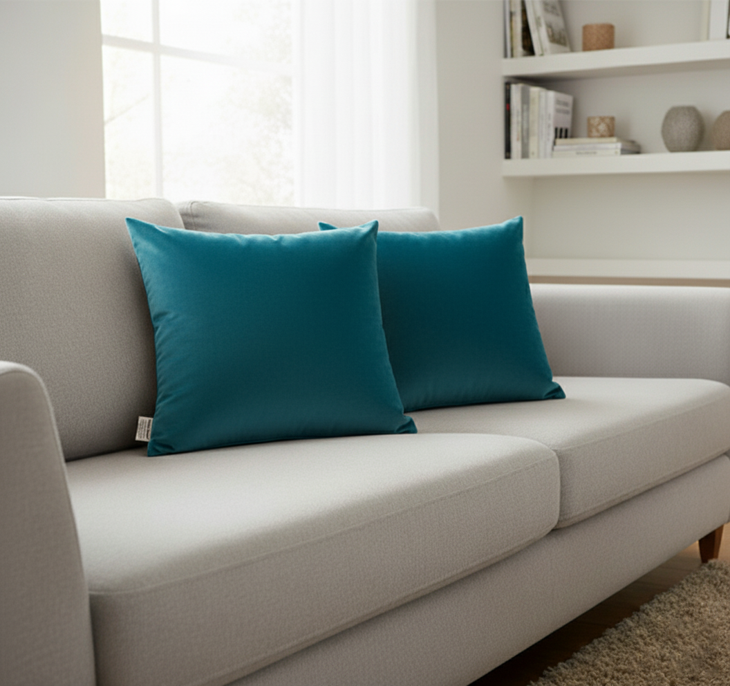 Danny Home Velvet Fabric Cushion – Teal Blue 50x50cm
