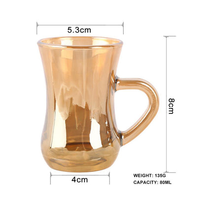 6 PCS Gold Turkish Tea Glasses Set