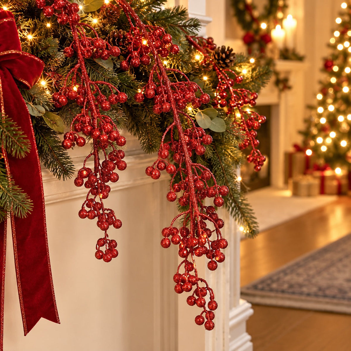 Glitter Berry Christmas Decorative Spray– 80 cm