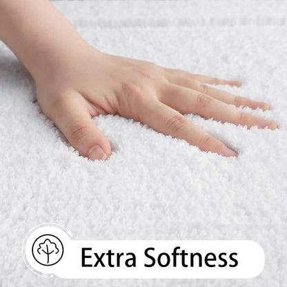 Danny Home Luxury Bath Mat Absorbent Non-Slip Washable Shaggy Bathroom Rug 50X80CM – White