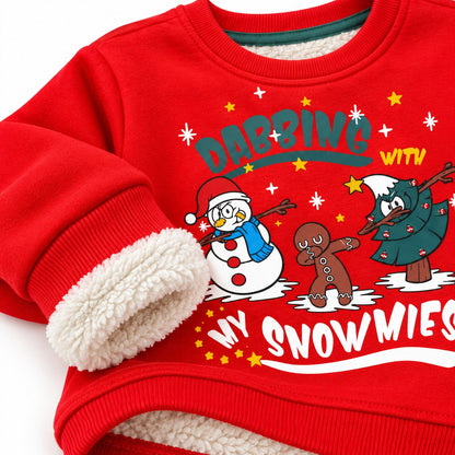 KIDS Christmas Fleece-Lined Dabbing Sweatshirt – Red