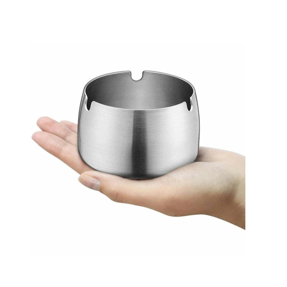 Round Stainless Steel Cigarette Ashtray Silver – 9 cm PG-9B
