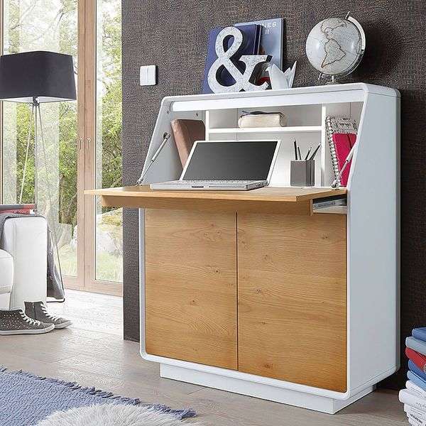 Home24 Morteens Modern Desk – Scandinavian Design with Solid Wood Accents