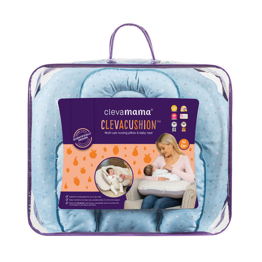 ClevaCushion Nursing Pillow & Baby Nest - Blue