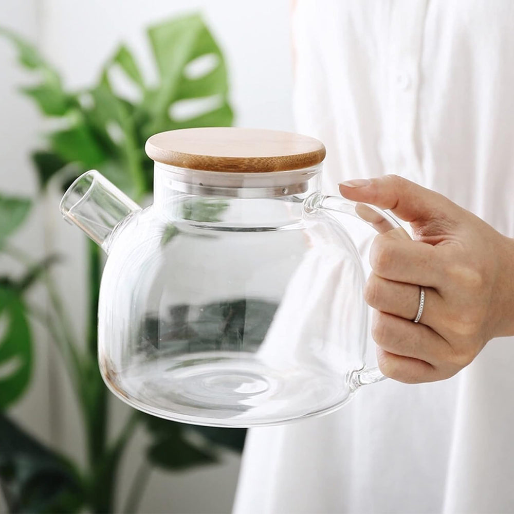 Glass Teapot with Infuser & Wood Lid