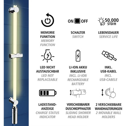 Wenko LED Shower Rail – Award-Winning RGB & Warm White Illuminated Rod with Remote