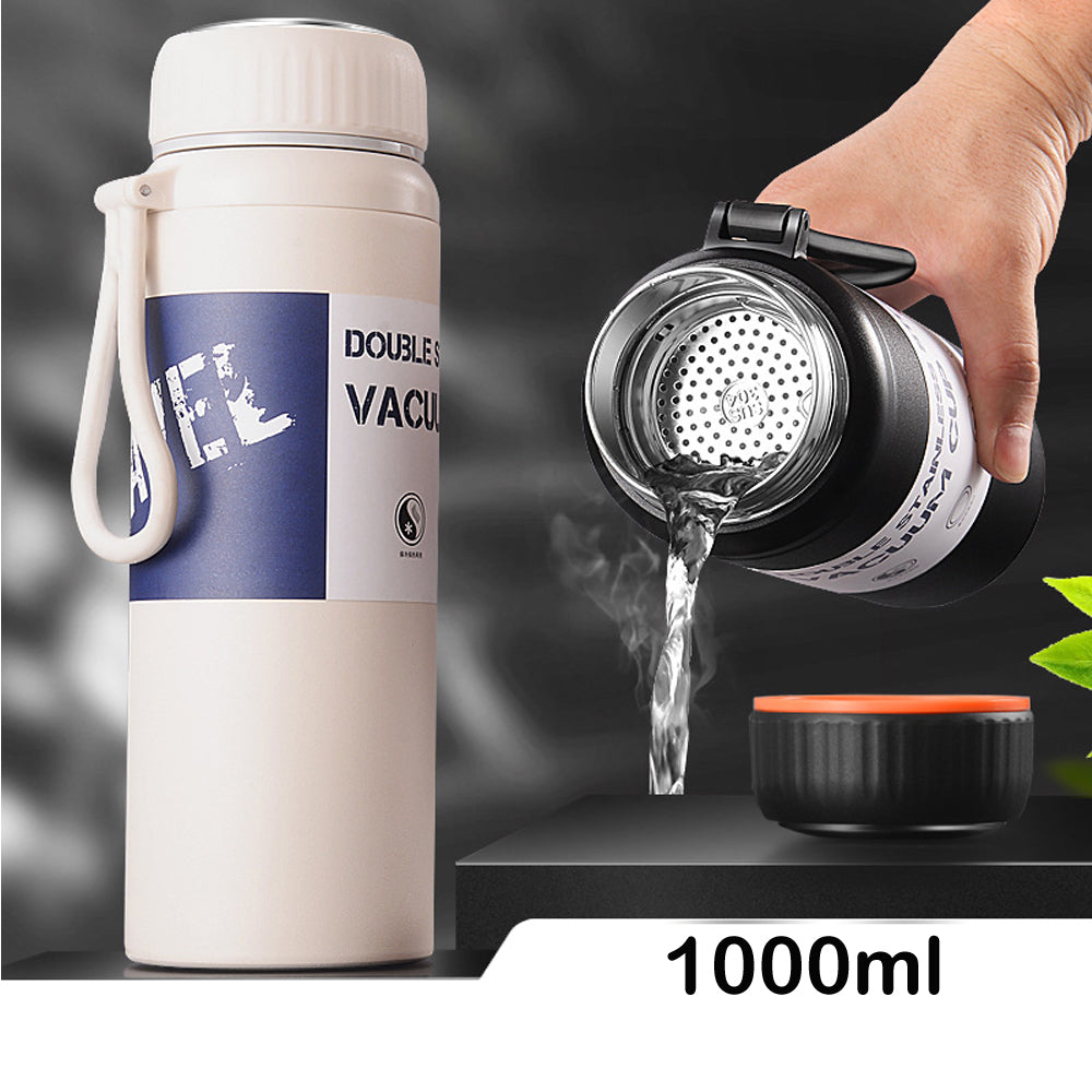 1000-ml Thermos Bottles Stainless Steel Leak-Proof Bottle for Hot and Cold Drinks