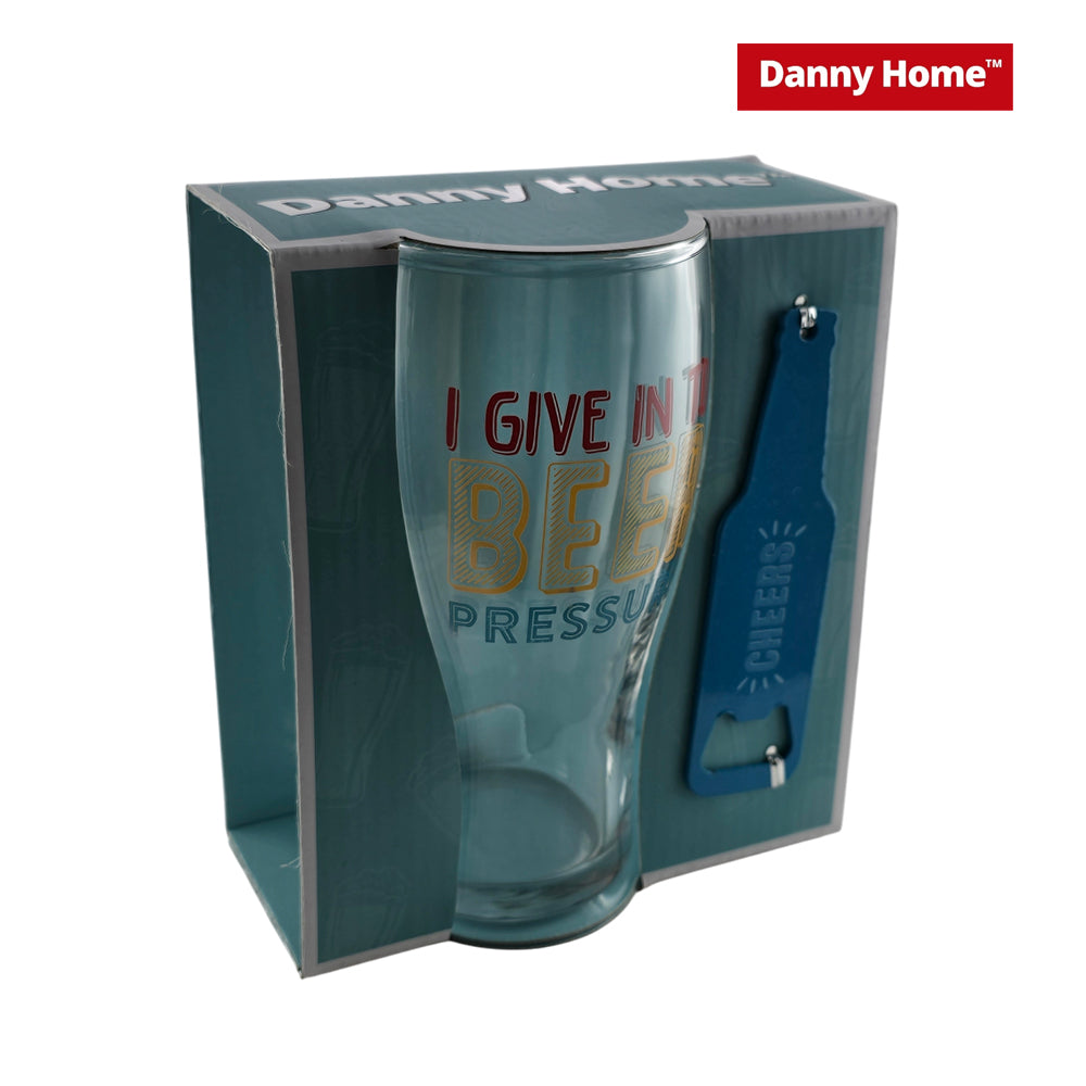 Danny Home Beer Glass & Opener Set “Beer Pressure”