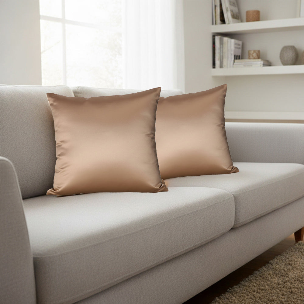 Danny Home Silk Fabric Cushion – Khaki  50x50cm