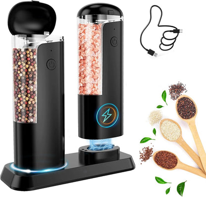 Rechargeable Electric Salt and Pepper Shakers Set