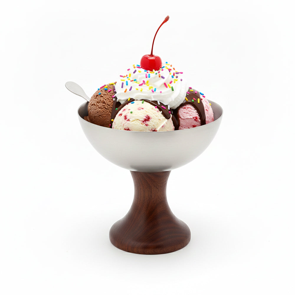 1-Pcs Stainless Steel Bowl with Fork for Ice Cream & Dessert