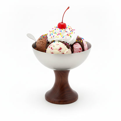 1-Pcs Stainless Steel Bowl with Fork for Ice Cream & Dessert