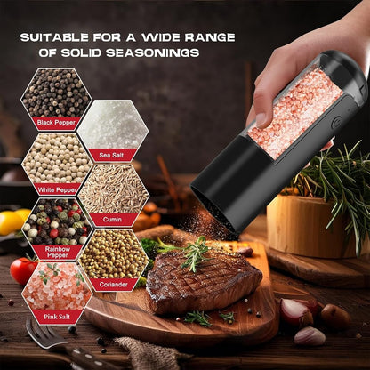Rechargeable Electric Salt and Pepper Shakers Set