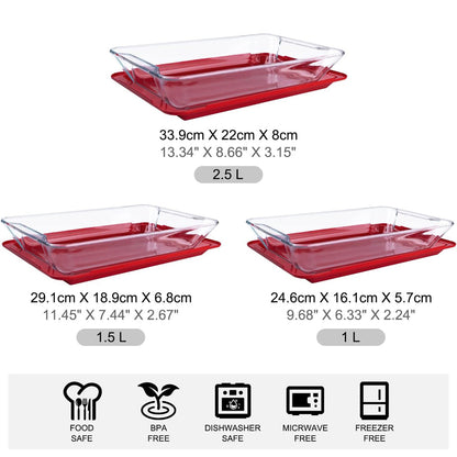 FENIX Set of 3PCS Tempered Nesting Glass Bakeware Set
