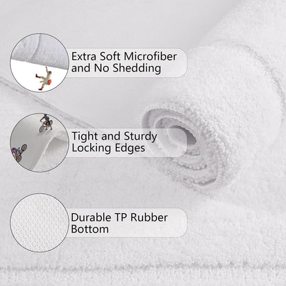 Danny Home Luxury Bath Mat Absorbent Non-Slip Washable Shaggy Bathroom Rug 50X80CM – White