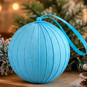 Ribbed Fabric Christmas Bauble – 9 cm – 4 Colors (set of 2)