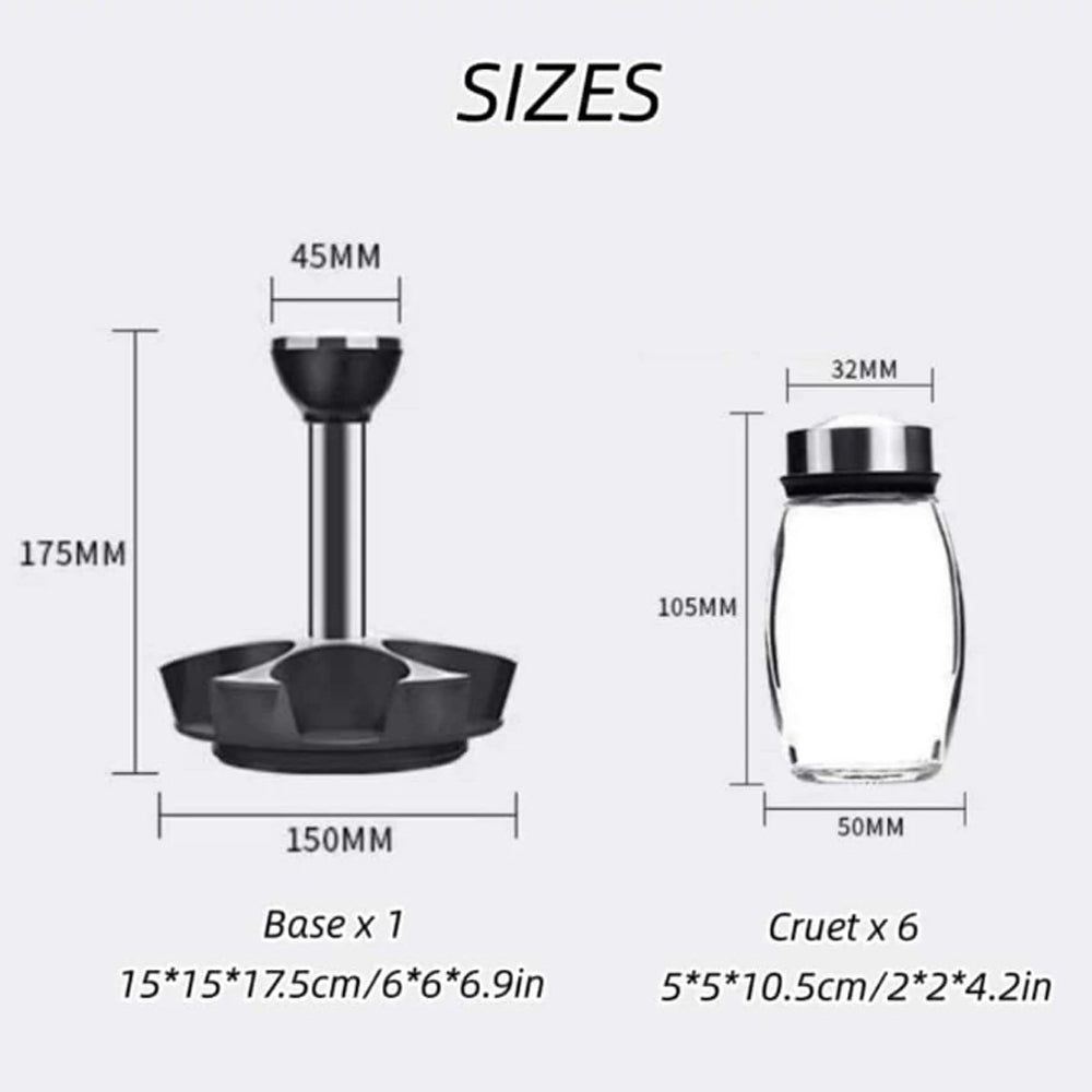 180ml 6Pcs Glass Spice Jar With Rotating Rack Stand