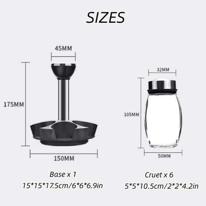 180ml 6Pcs Glass Spice Jar With Rotating Rack Stand