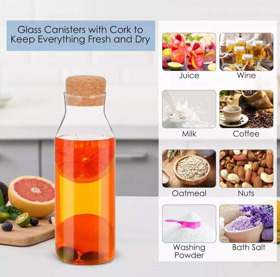 1-Pcs High-Quality Glass Bottle with Cork Lid