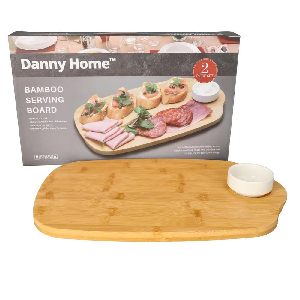 Danny Home Bamboo Board & Ceramic Bowl