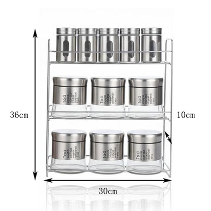 11-Pcs Stainless Steel Glass Seasoning & Spices Rack Set – 100/400ml #CB-TWJ14