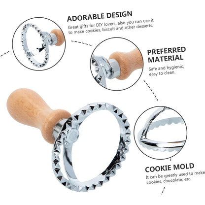 Stainless Steel Cookie & Biscuit Mold with Wooden Handle ( Round )