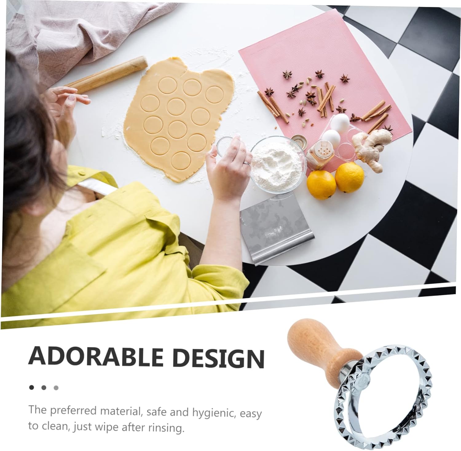 Stainless Steel Cookie & Biscuit Mold with Wooden Handle ( Round )