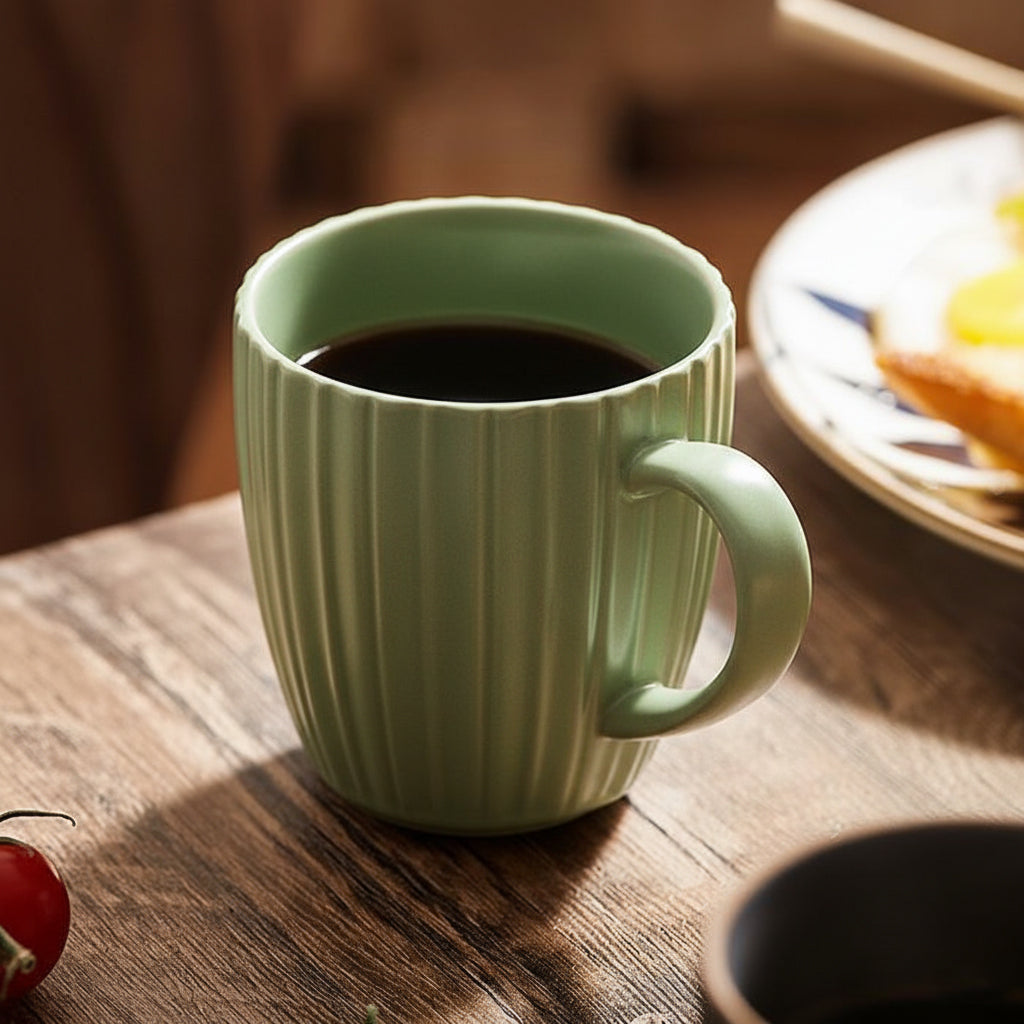 Set of 4 Ceramic Coffee Cups with Stand