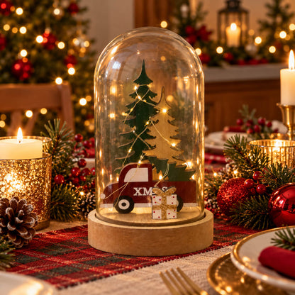 MIGROS LED Christmas Glass Cloche Decoration