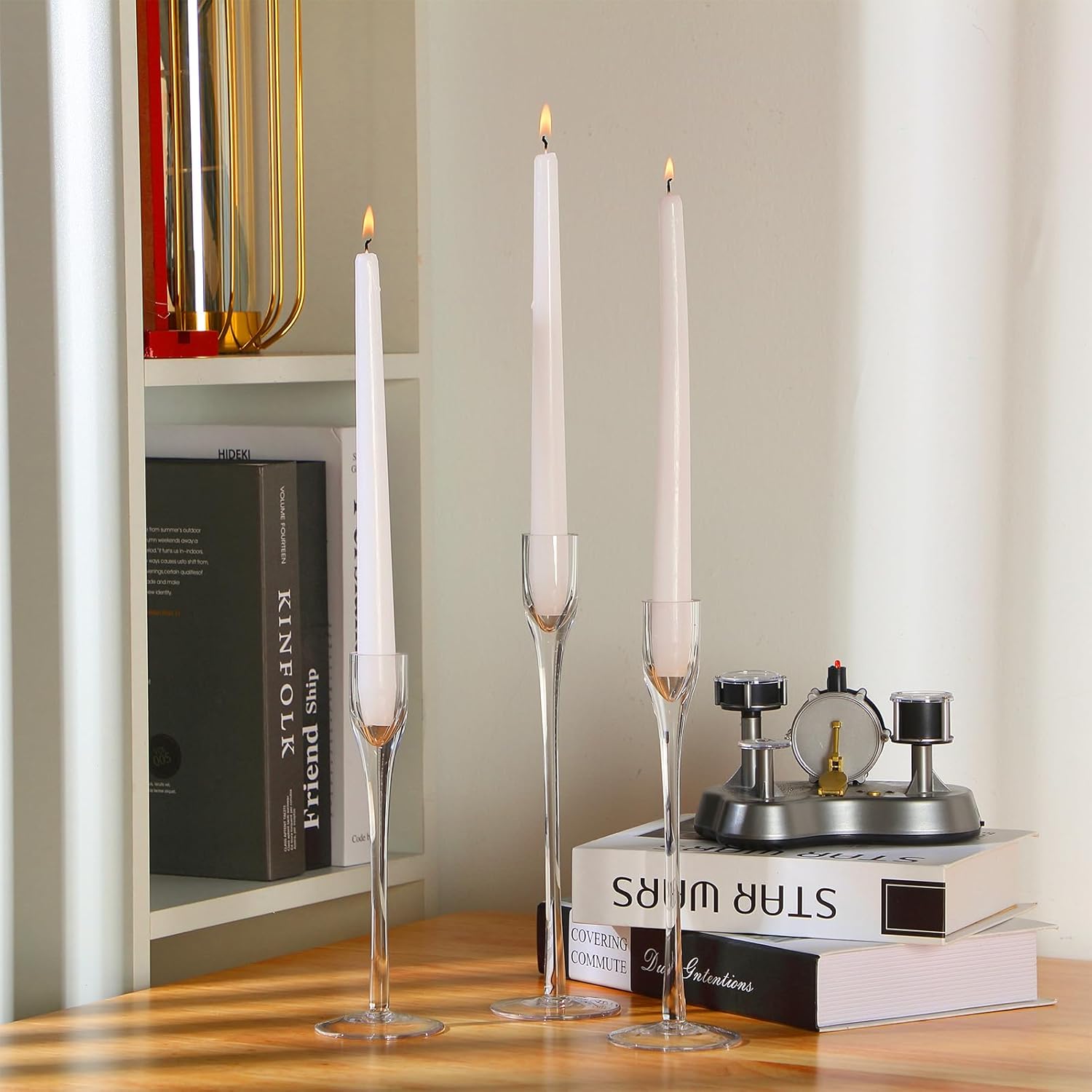 Danny Home Premium Clear Glass Candlestick Holders