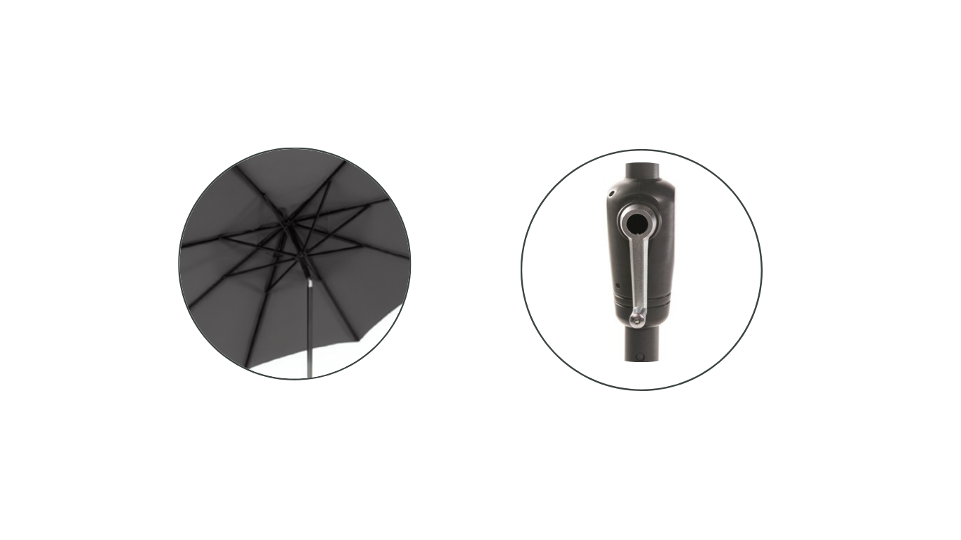 Parasol Puglia Black/Black 3x3m