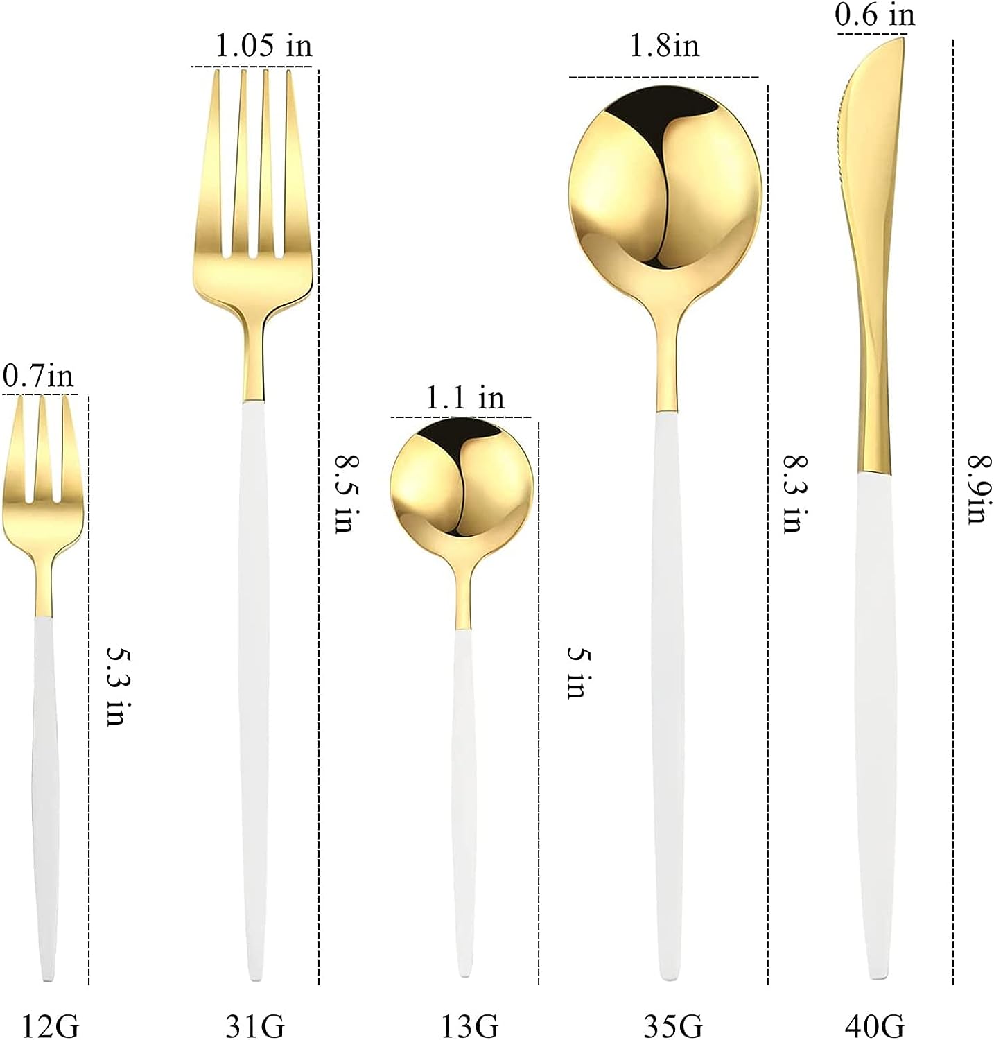 Stainless Steel Cutlery Set White Gold 30-Piece