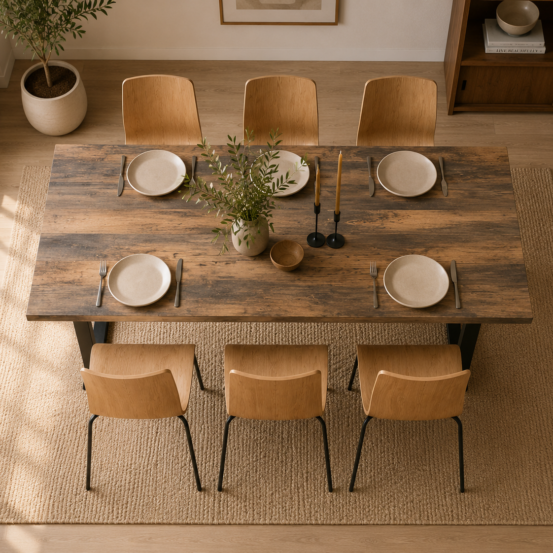 U-Gestell MDF Scratch-Resistant Dining Table with Metal Legs