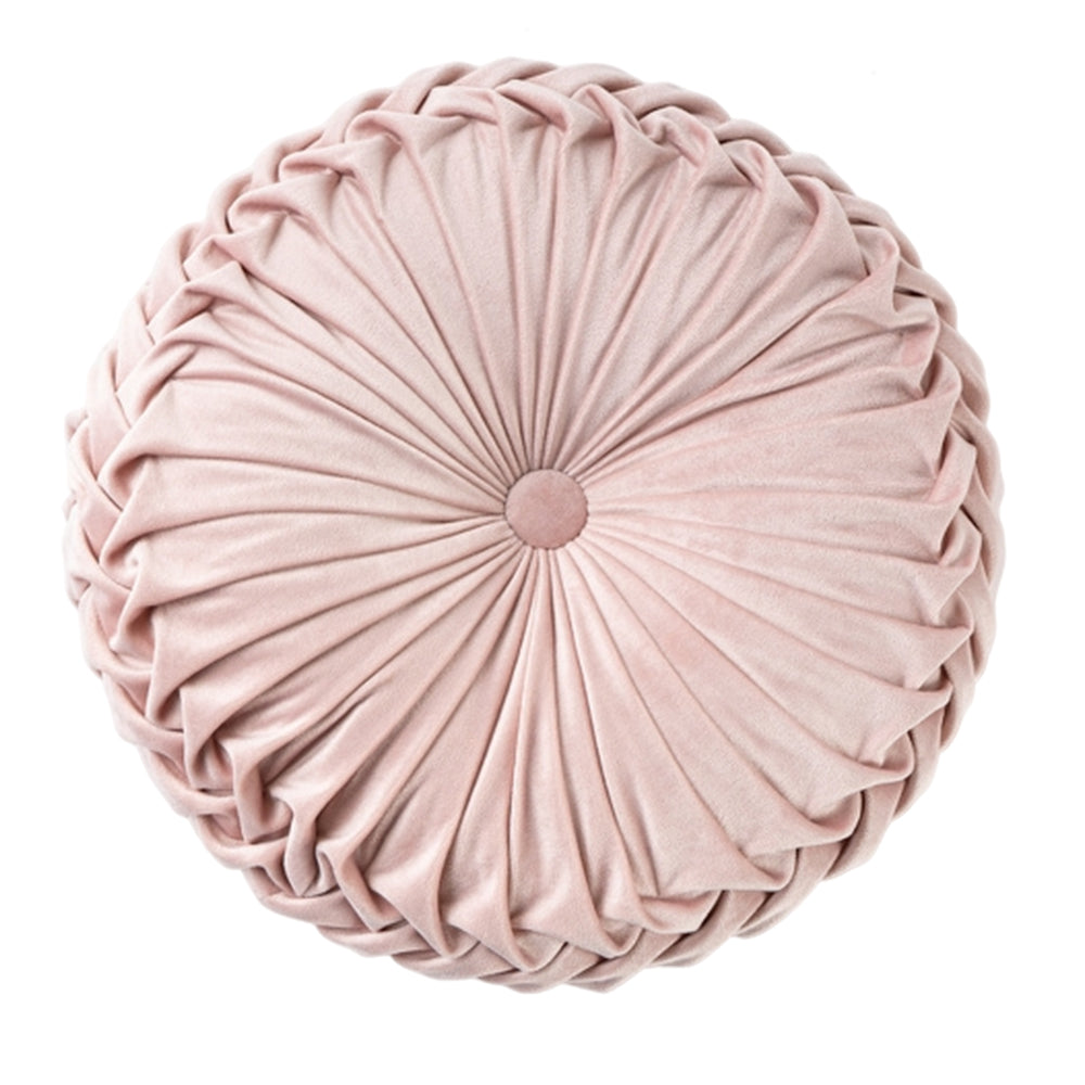 Danny Home 40-cm Round Sofa Cushion Pink Color Velvet Home Decor
