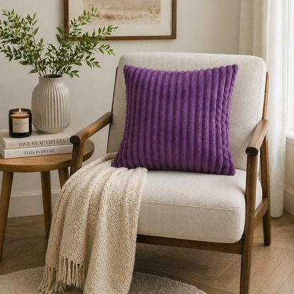 Tiseco Home Studio Cushion - Ribbed Plush Texture - Purple