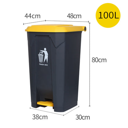 20/30/50/80/100-Liter Heavy-Duty Plastic Foot Pedal Operated Trash Can with Lid