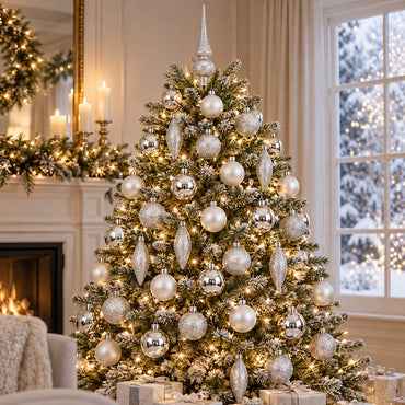 Micasa 39-Piece Glass Christmas Ornament Set – Silver & White