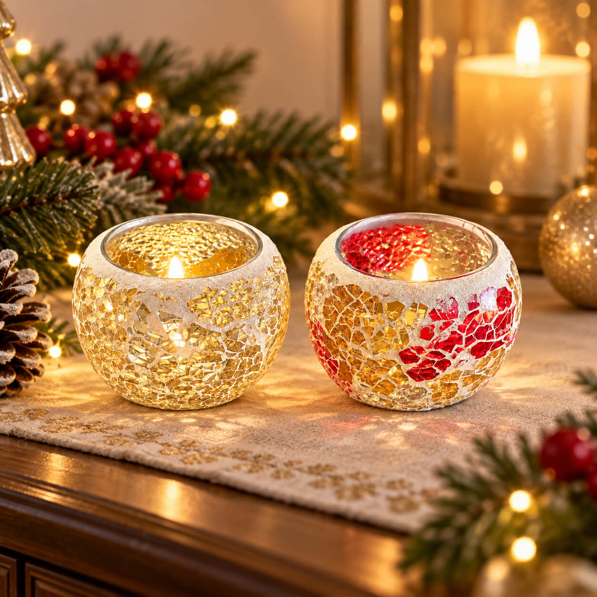 Mosaic Glass Tealight Candle Holder